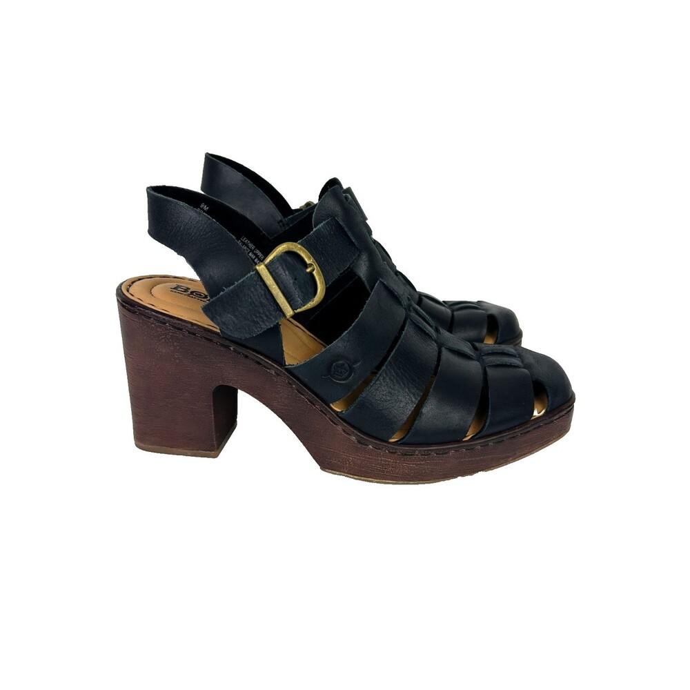 Born Hartley Clogs Sandals Full Grain Leather Strappy Sandals Closed Toe Black 9